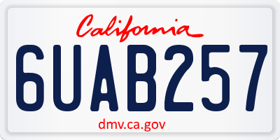 CA license plate 6UAB257