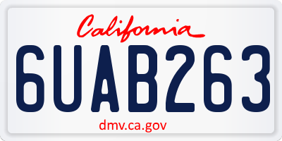 CA license plate 6UAB263