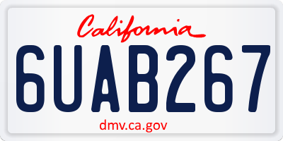 CA license plate 6UAB267