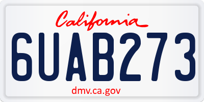 CA license plate 6UAB273