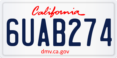 CA license plate 6UAB274
