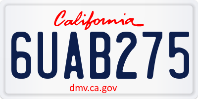 CA license plate 6UAB275