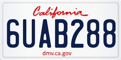 CA license plate 6UAB288
