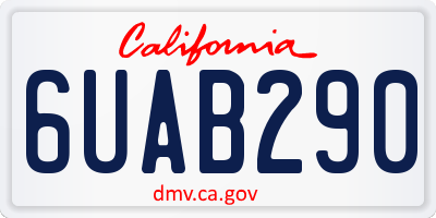 CA license plate 6UAB290