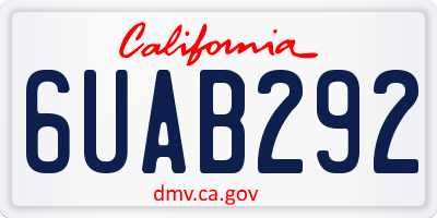 CA license plate 6UAB292