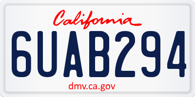 CA license plate 6UAB294
