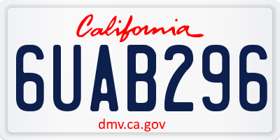 CA license plate 6UAB296