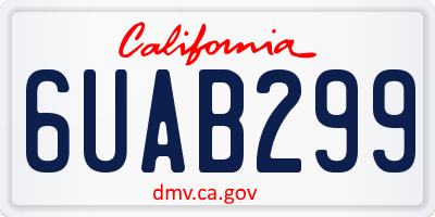 CA license plate 6UAB299