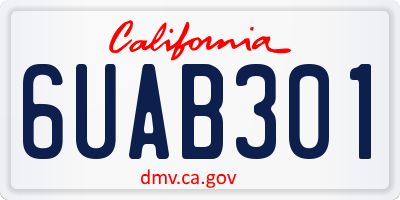 CA license plate 6UAB301