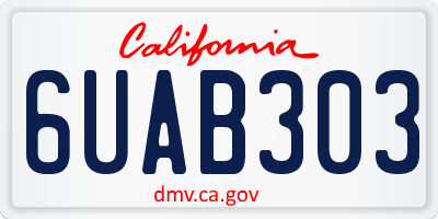 CA license plate 6UAB303