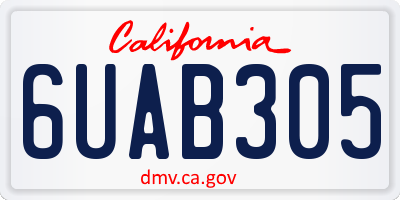 CA license plate 6UAB305