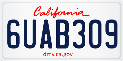 CA license plate 6UAB309