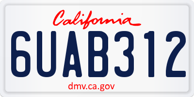CA license plate 6UAB312