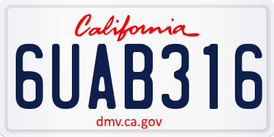 CA license plate 6UAB316