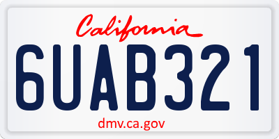 CA license plate 6UAB321