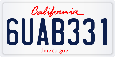 CA license plate 6UAB331