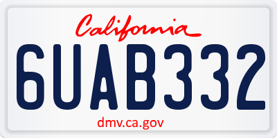 CA license plate 6UAB332
