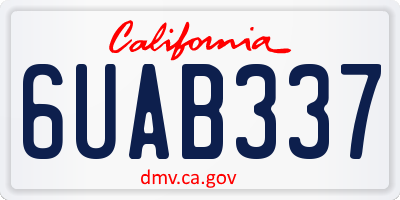 CA license plate 6UAB337