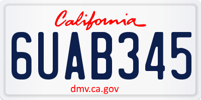 CA license plate 6UAB345