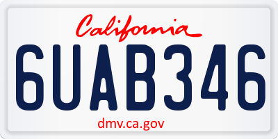 CA license plate 6UAB346
