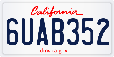 CA license plate 6UAB352