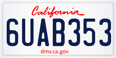 CA license plate 6UAB353