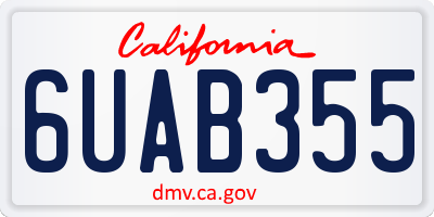 CA license plate 6UAB355