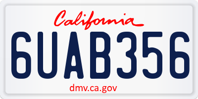 CA license plate 6UAB356