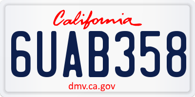CA license plate 6UAB358