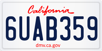CA license plate 6UAB359