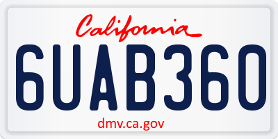 CA license plate 6UAB360
