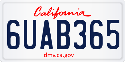 CA license plate 6UAB365