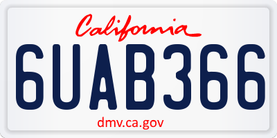 CA license plate 6UAB366