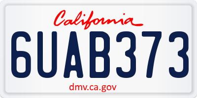 CA license plate 6UAB373