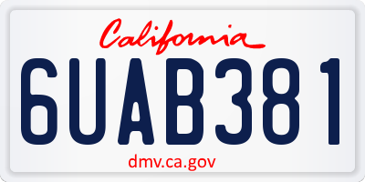 CA license plate 6UAB381