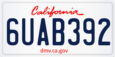CA license plate 6UAB392