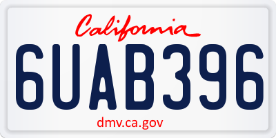 CA license plate 6UAB396