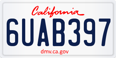 CA license plate 6UAB397