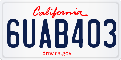 CA license plate 6UAB403