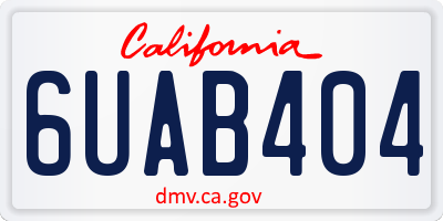 CA license plate 6UAB404