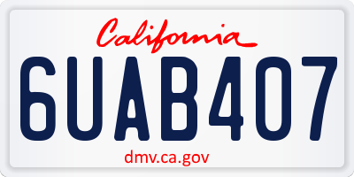 CA license plate 6UAB407