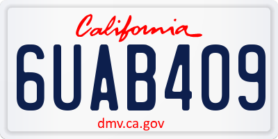 CA license plate 6UAB409