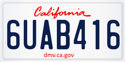 CA license plate 6UAB416