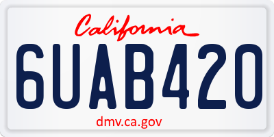CA license plate 6UAB420