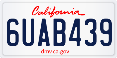 CA license plate 6UAB439