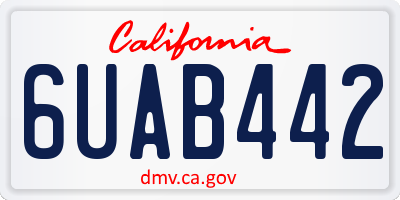 CA license plate 6UAB442