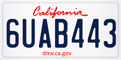 CA license plate 6UAB443