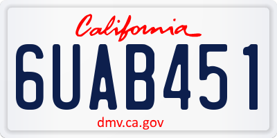 CA license plate 6UAB451