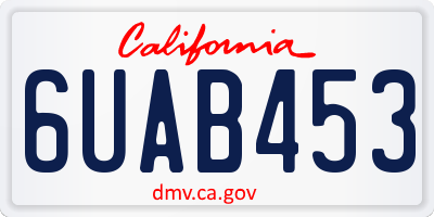 CA license plate 6UAB453