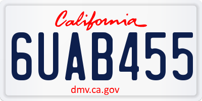 CA license plate 6UAB455